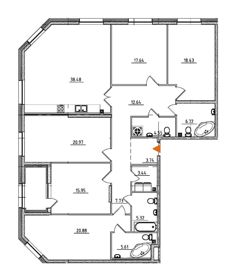 Пятикомнатная квартира в : площадь 184.52 м2 , этаж: 2 – купить в Санкт-Петербурге